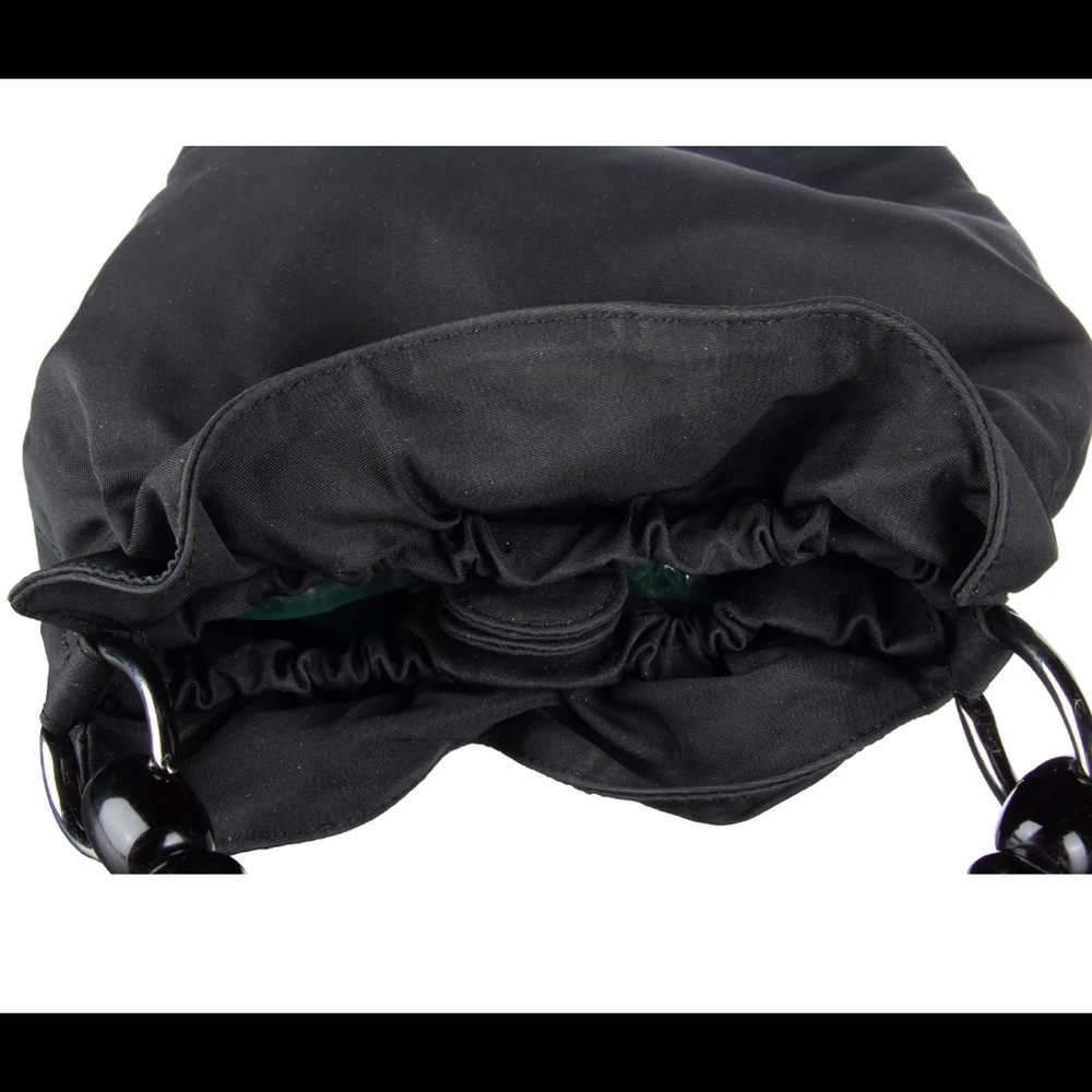 CHRISTIAN DIOR Black Nylon Beaded Handle Hobo Bag - Picture 5 of 7